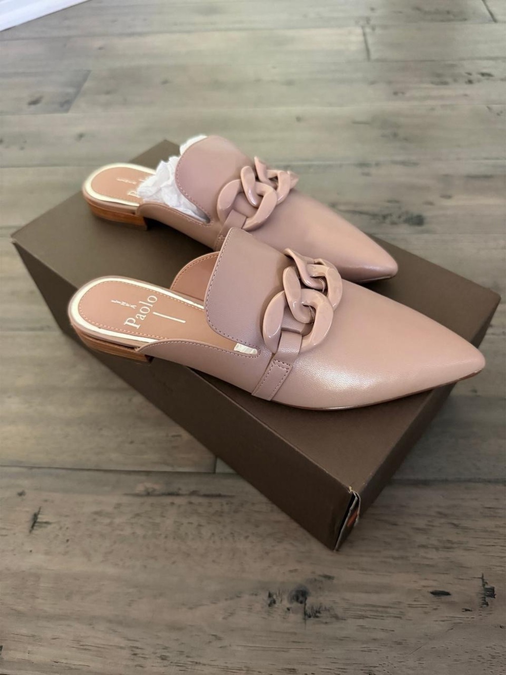 Linea Paolo Adora Mule Flat Nude Tumbled Leather 9 - Picture 2 of 6
